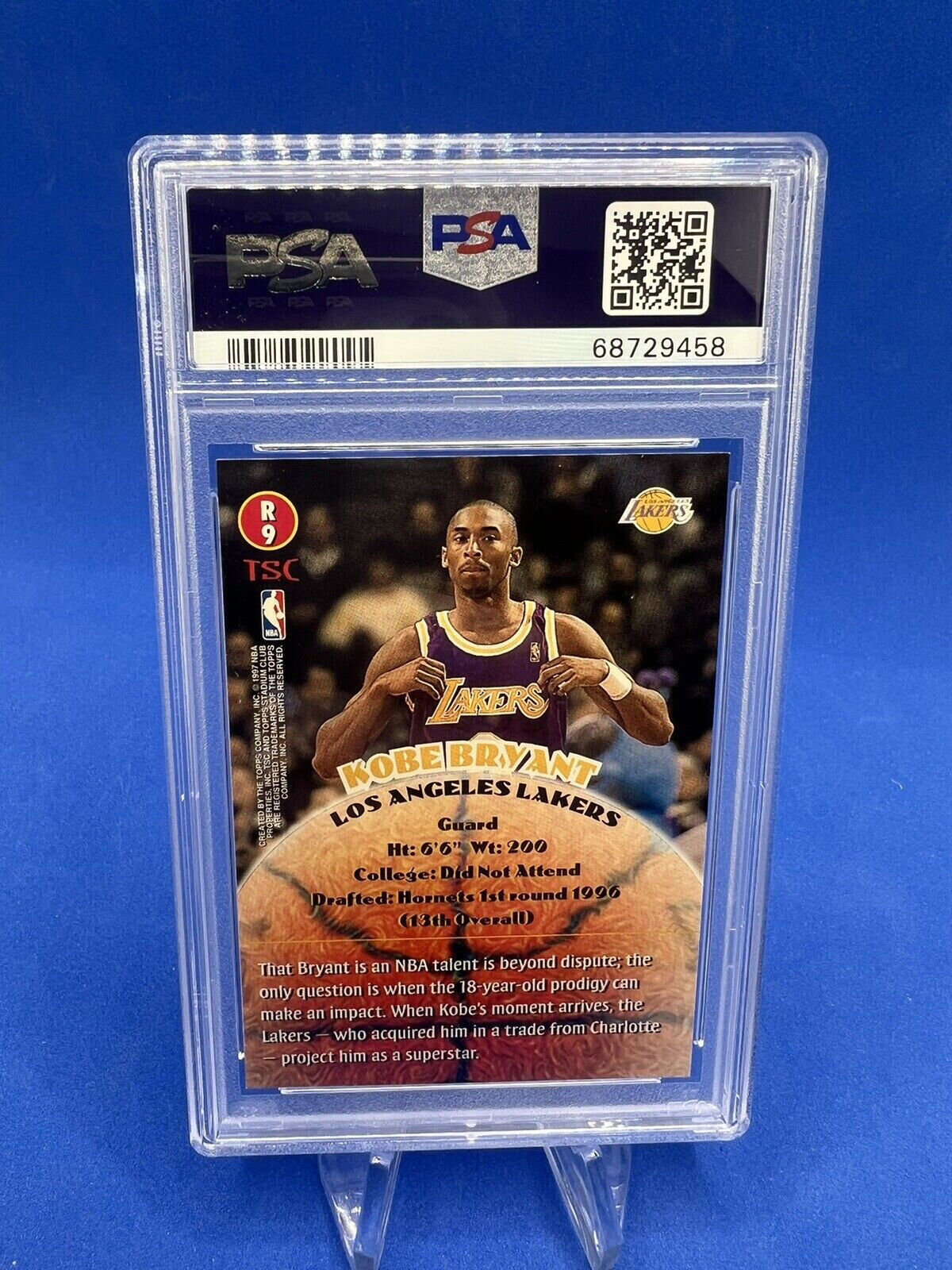 1996 97 Stadium Club Kobe Bryant Rookies 2 Rc Card R9 Psa 8 Nm Mint Lakers 1