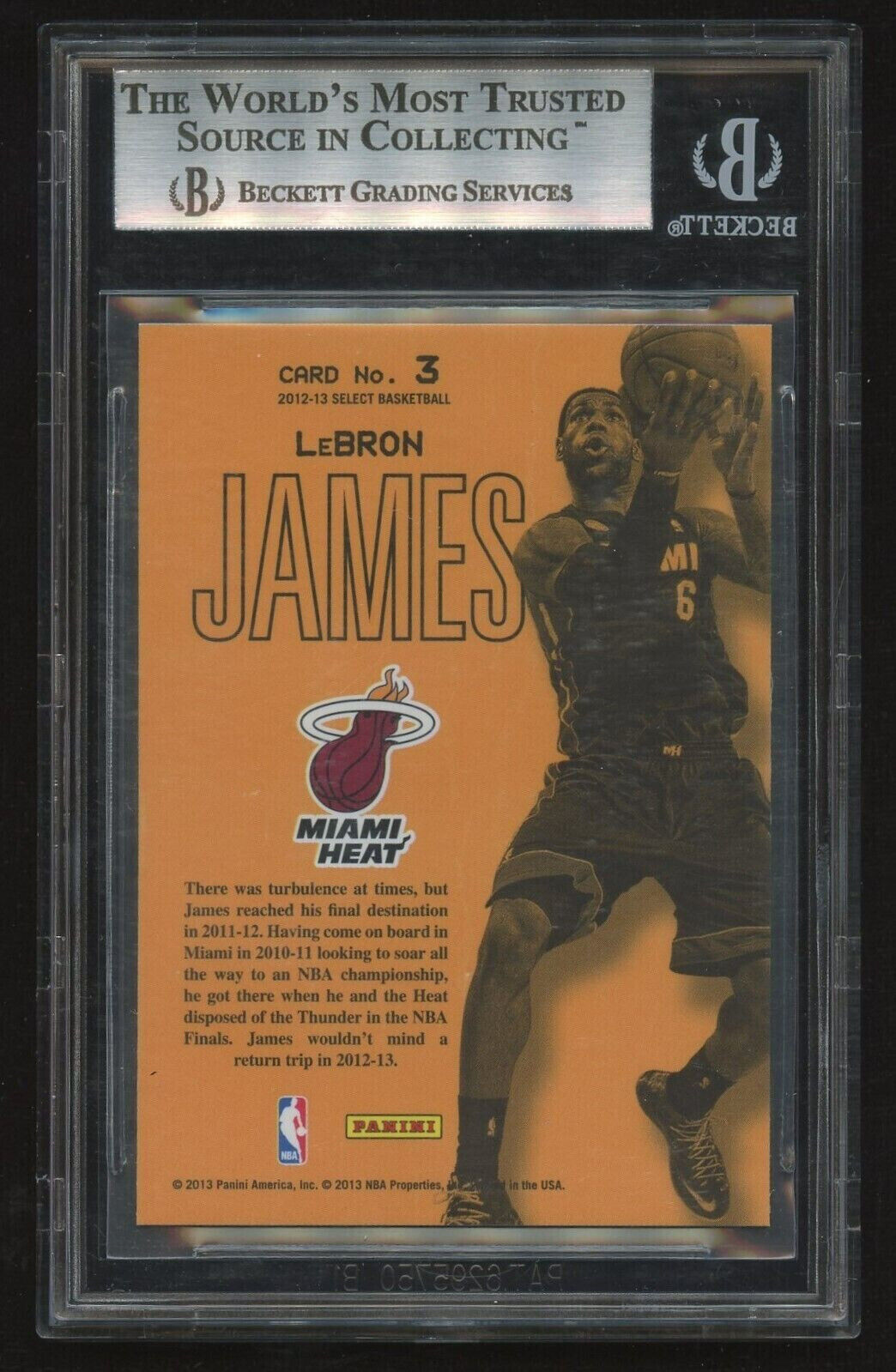 2012 13 Panini Select Lebron James 3 In Flight Selections Bgs 9 1