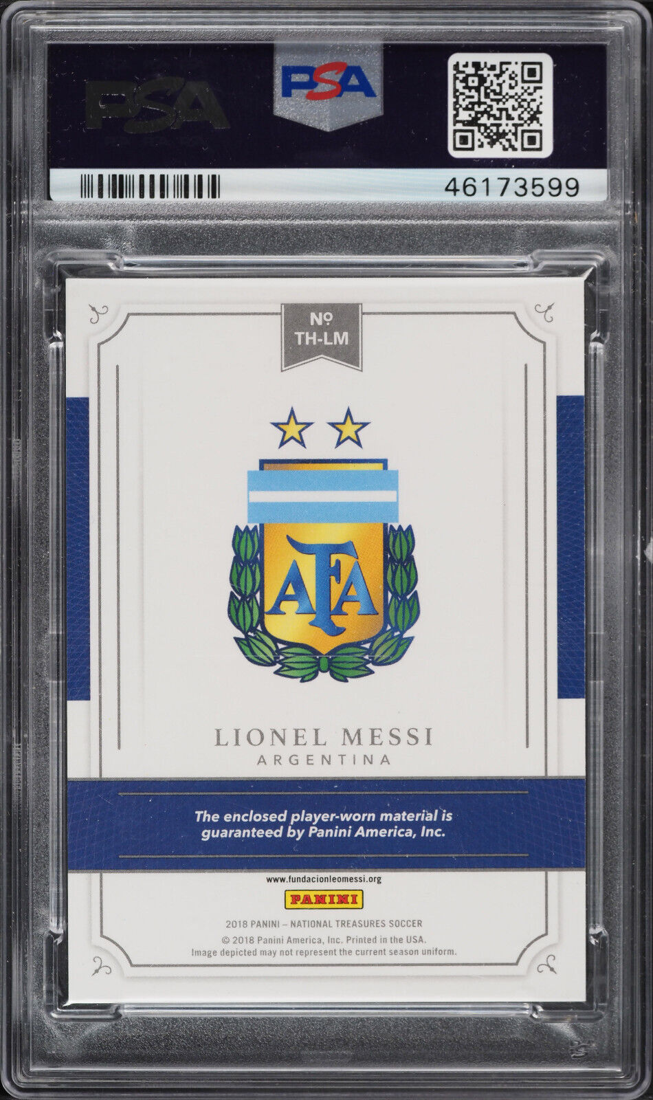 2018 National Treasures Treasured Threads Emerald Lionel Messi Patch 5 Psa 9 1