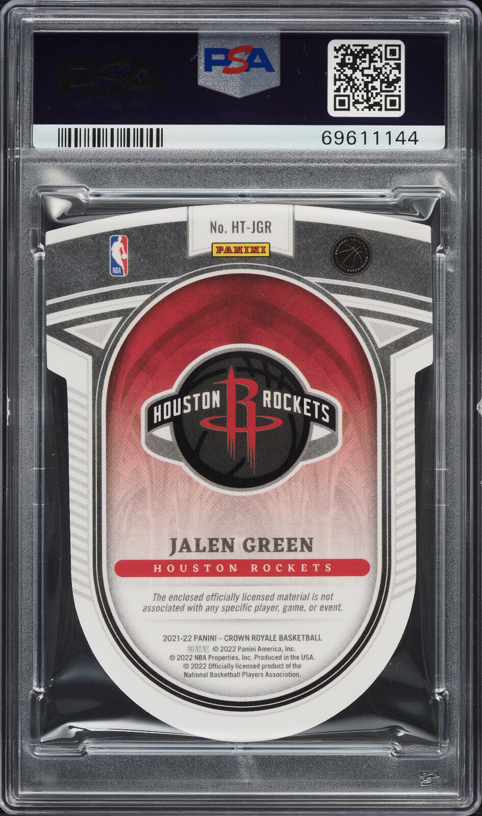 2021 Crown Royale Heirs To The Throne Jalen Green Rookie Patch Ht Jgr Psa 9 1
