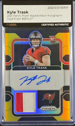 2021 Panini Prizm Gold Prizms Kyle Trask ROOKIE PATCH AUTO /10 #RPA-KT MBA AUTH